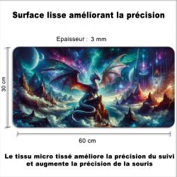 Tapis de Souris Gamer 60 x 30 cm Dragon Fantastique