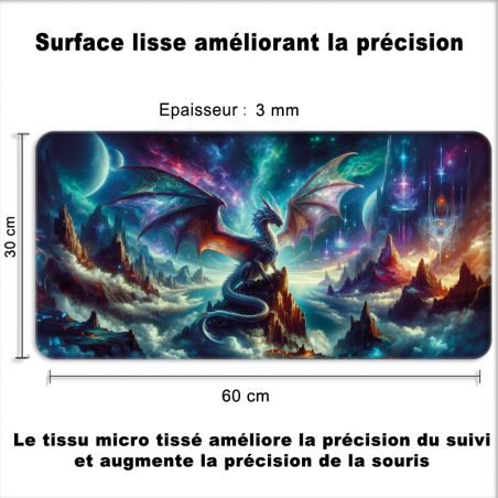 Tapis de Souris Gamer 60 x 30 cm Dragon Fantastique
