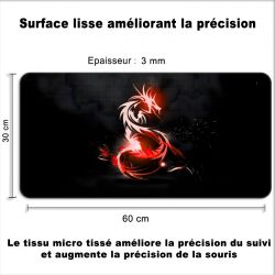 Tapis de Souris Gamer 60 x 30 cm Dragon Rouge