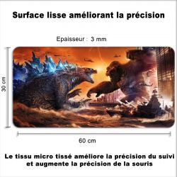 Tapis de Souris Gamer 60 x 30 cm Godzilla VS Kong