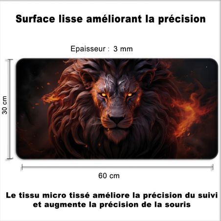 Tapis de Souris Gamer 60 x 30 cm Lion Fantastique