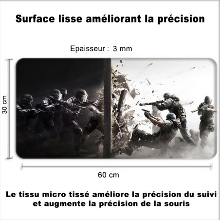 Tapis de Souris Gamer 60 x 30 cm Rainbow 6