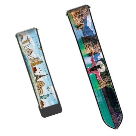 Bracelet Montre 22 mm en silicone et cuir véritable : Personnalisée