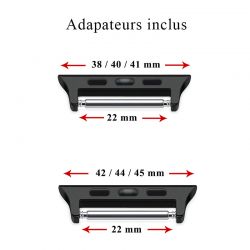 Bracelet Montre Pour Apple Iwatch 22 mm (38/40/41/42/44/45 mm) silicone cuir véritable Personnalisée