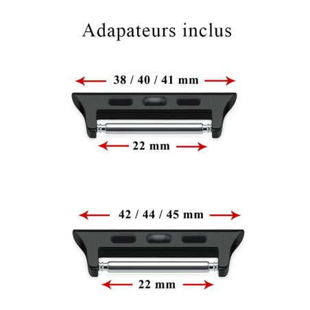 Bracelet Montre Pour Apple Iwatch 22 mm (38/40/41/42/44/45 mm) silicone cuir véritable Personnalisée