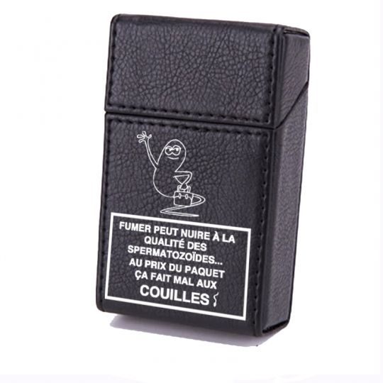 Etui En Cuir Paquet De Cigarette Noir Humour Zoide