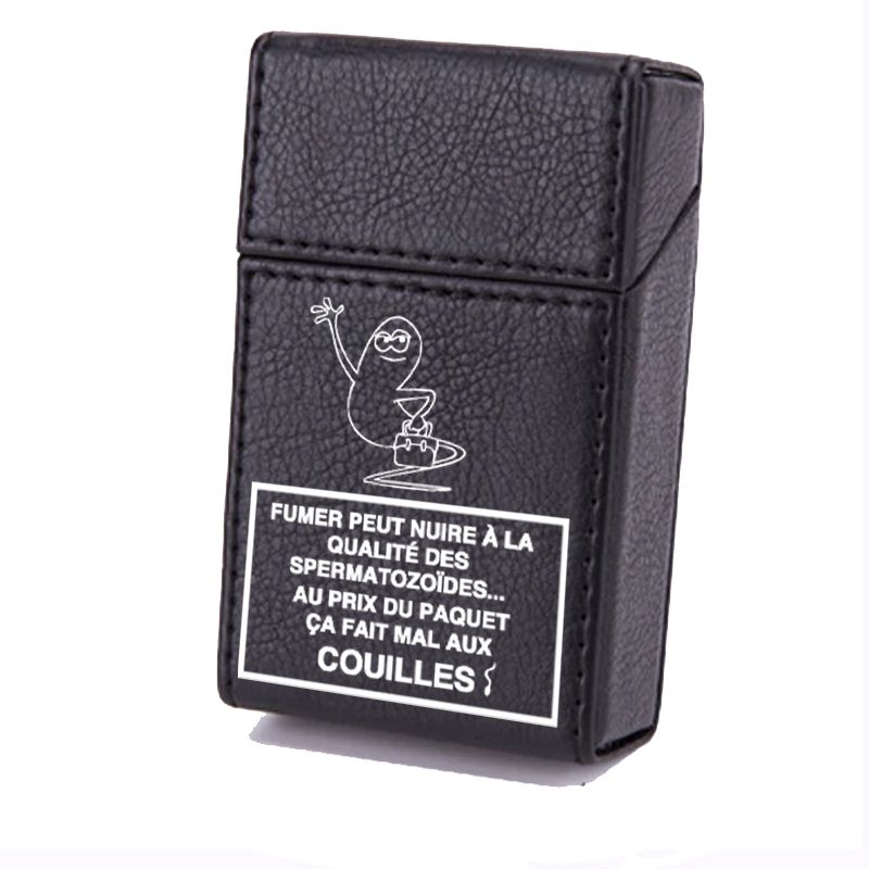 Etui En Cuir Paquet De Cigarette Noir Humour Zoide
