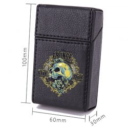 Etui En Cuir Paquet De Cigarette Noir Crane Jaune