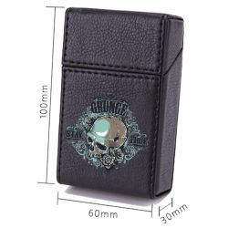 Etui En Cuir Paquet De Cigarette Noir Crane Bleu