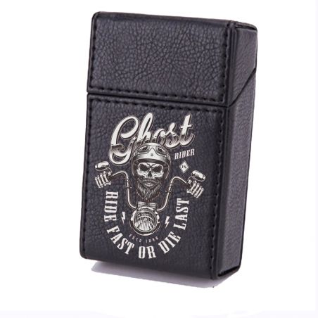 Etui En Cuir Paquet De Cigarette Noir Biker