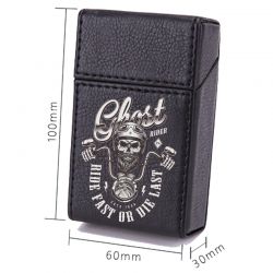 Etui En Cuir Paquet De Cigarette Noir Biker