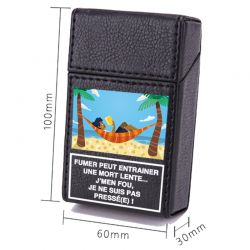 Etui En Cuir Paquet De Cigarette Noir Humour Vacances