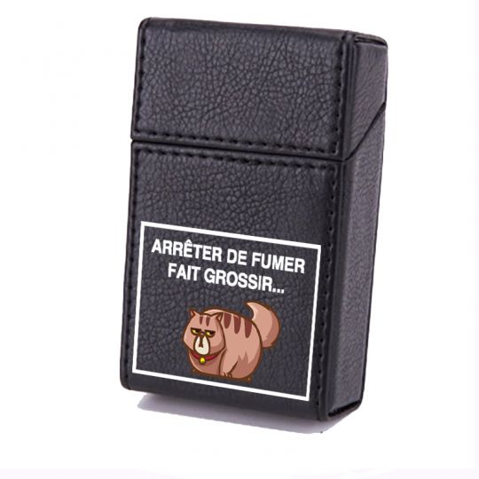 Etui En Cuir Paquet De Cigarette Noir Humour Chat