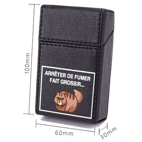 Etui En Cuir Paquet De Cigarette Noir Humour Chat