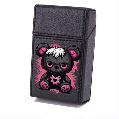 Etui En Cuir Paquet De Cigarette Noir Kawai Nounours