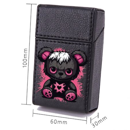 Etui En Cuir Paquet De Cigarette Noir Kawai Nounours