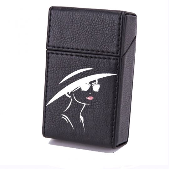 Etui En Cuir Paquet De Cigarette Noir Lady Lunette