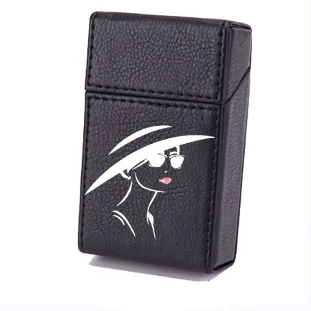 Etui En Cuir Paquet De Cigarette Noir Lady Lunette