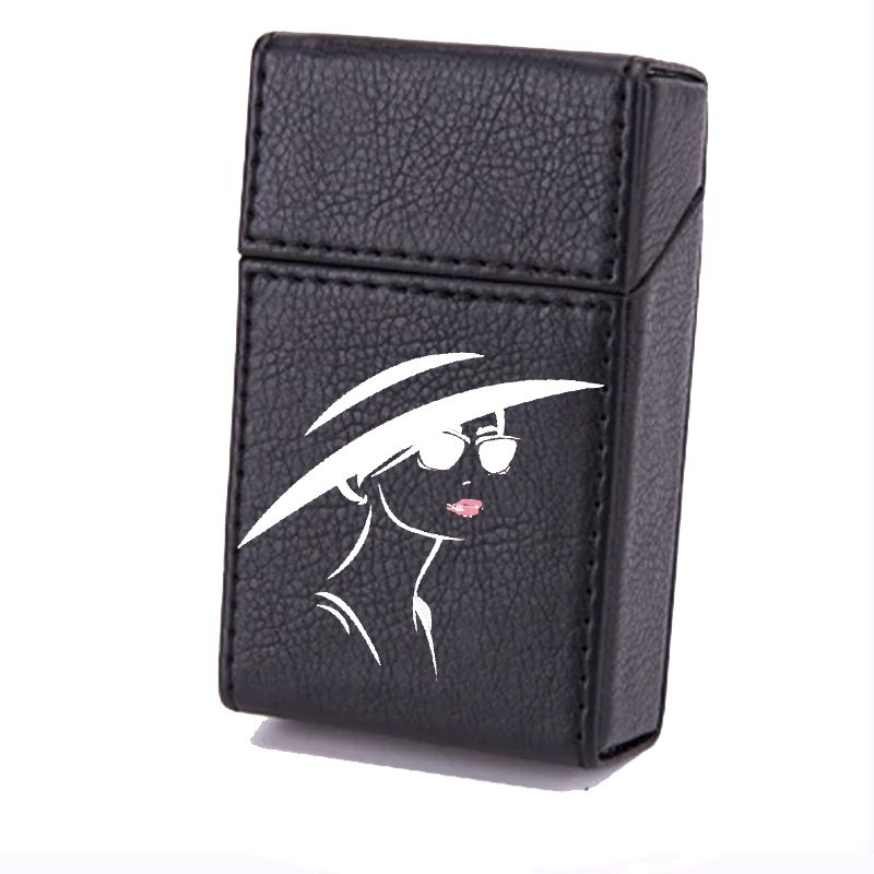 Etui En Cuir Paquet De Cigarette Noir Lady Lunette