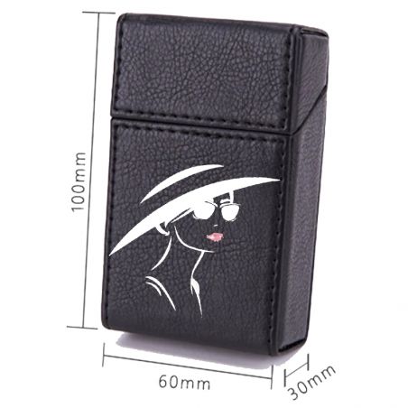 Etui En Cuir Paquet De Cigarette Noir Lady Lunette