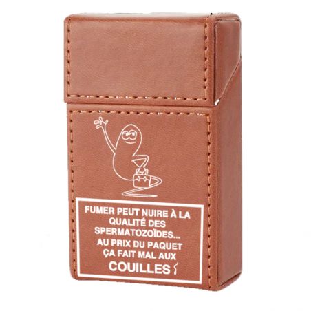 Etui En Cuir Paquet De Cigarette Marron Humour Zoide