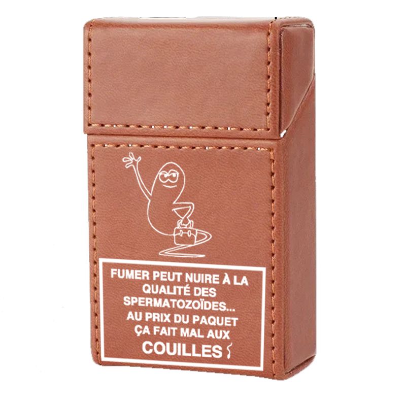 Etui En Cuir Paquet De Cigarette Marron Humour Zoide