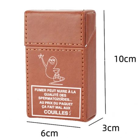 Etui En Cuir Paquet De Cigarette Marron Humour Zoide