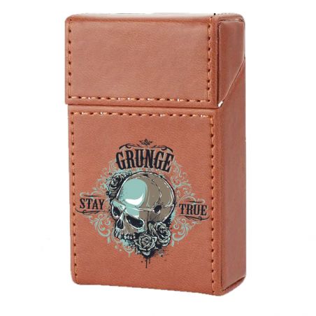 Etui En Cuir Paquet De Cigarette Marron Crane Bleu