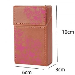 Etui En Cuir Paquet De Cigarette Marron Fleur Violette