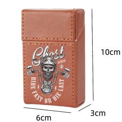 Etui En Cuir Paquet De Cigarette Marron Biker