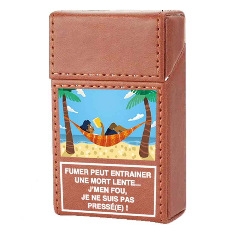 Etui En Cuir Paquet De Cigarette Marron Humour Vacances