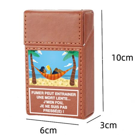 Etui En Cuir Paquet De Cigarette Marron Humour Vacances