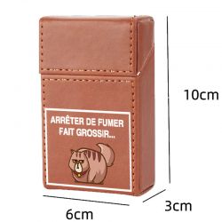 Etui En Cuir Paquet De Cigarette Marron Humour Chat