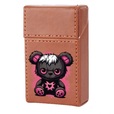 Etui En Cuir Paquet De Cigarette Marron Kawai Nounours