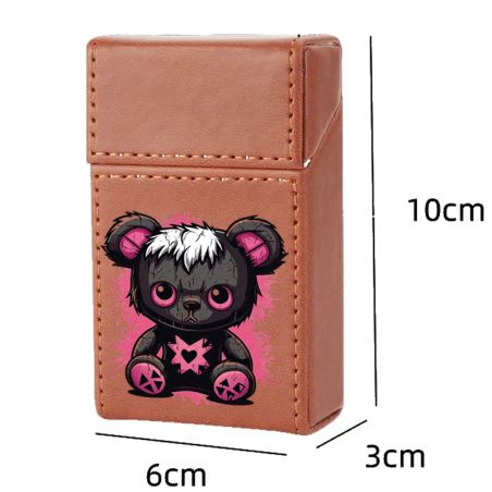 Etui En Cuir Paquet De Cigarette Marron Kawai Nounours
