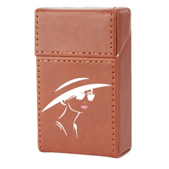 Etui En Cuir Paquet De Cigarette Marron Lady Lunette