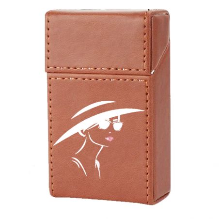 Etui En Cuir Paquet De Cigarette Marron Lady Lunette