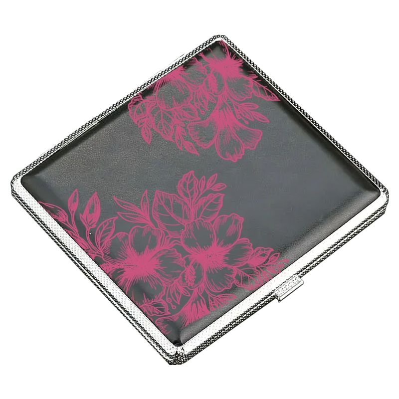 Etui à Cigarettes Noir Fleur Violette