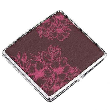 Etui à Cigarettes Marron Fleur Rose