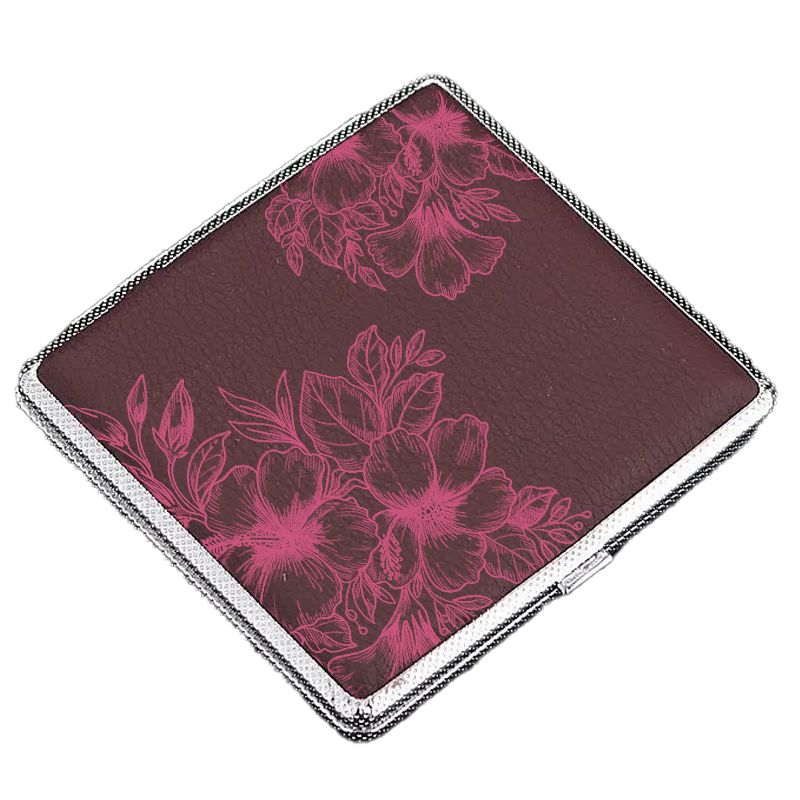 Etui à Cigarettes Marron Fleur Rose