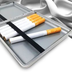 Étui à cigarettes compact en cuir pour 20 cigarettes Noir