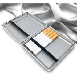 Étui à cigarettes compact en cuir pour 20 cigarettes Noir