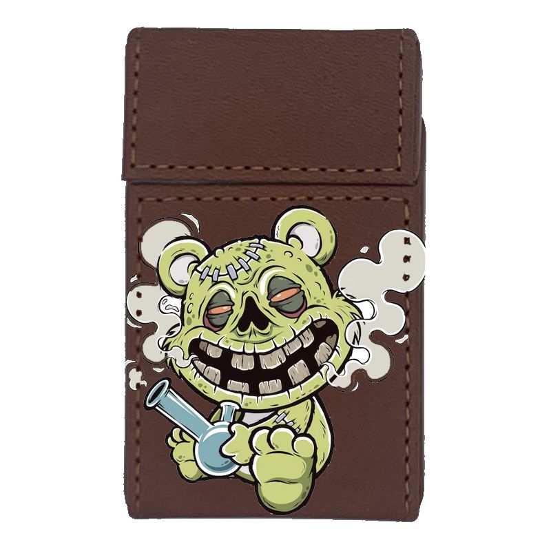 Etui En Cuir Paquet De Cigarette Marron Personnalisee