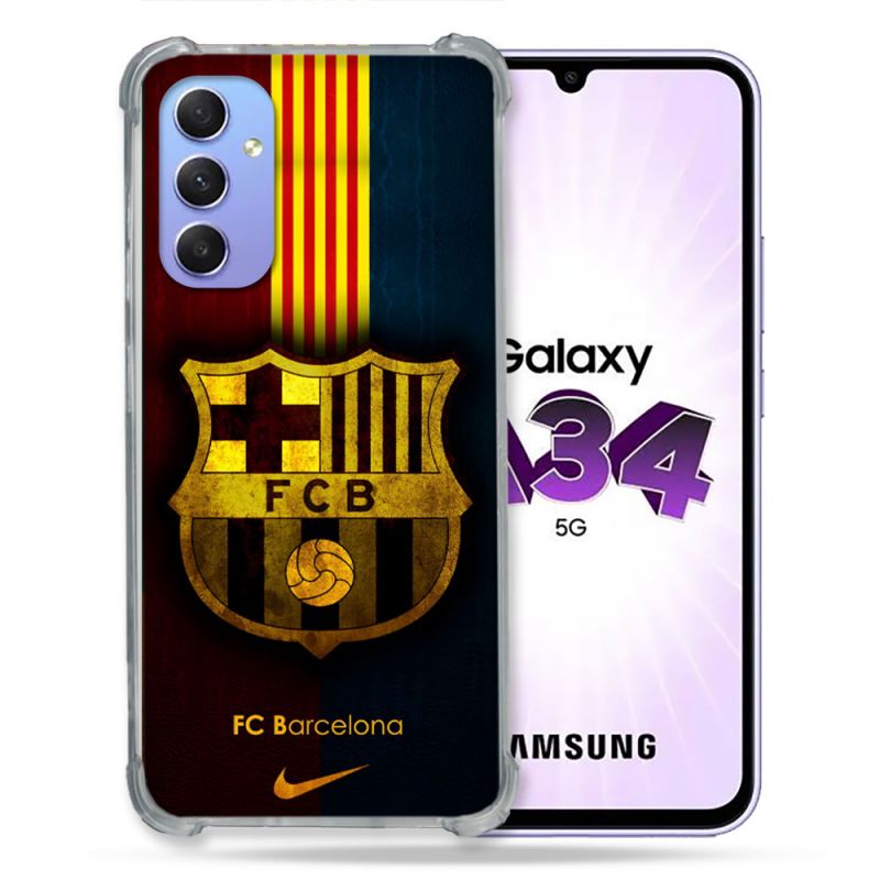 Coque Pour Samsung Galaxy A34 5G Foot FC Barcelone Vintage