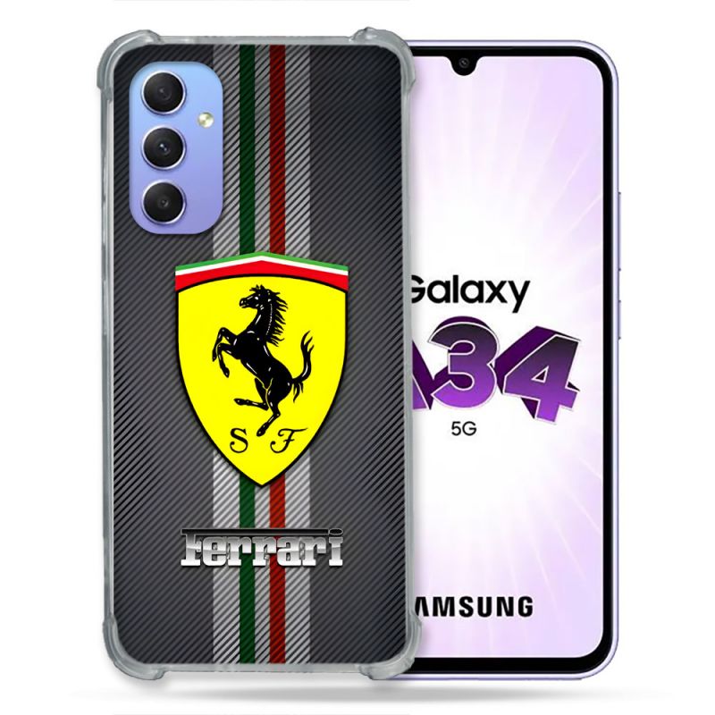 Coque Pour Samsung Galaxy A34 5G Ferrari Carbone