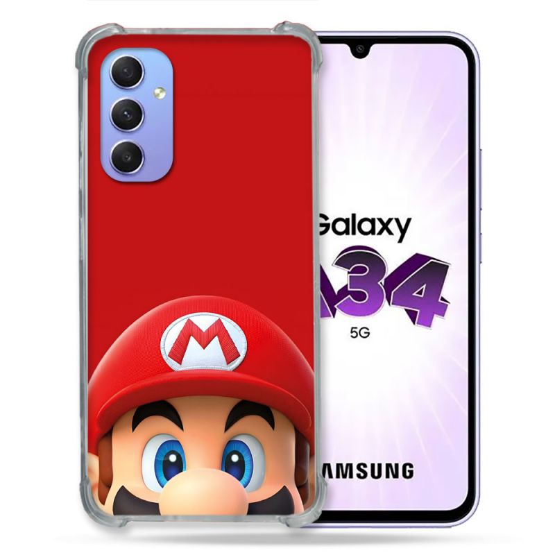 Coque Pour Samsung Galaxy A34 5G Mario Rouge