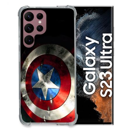 Coque Pour Samsung Galaxy S23 Ultra Captain America Bouclier