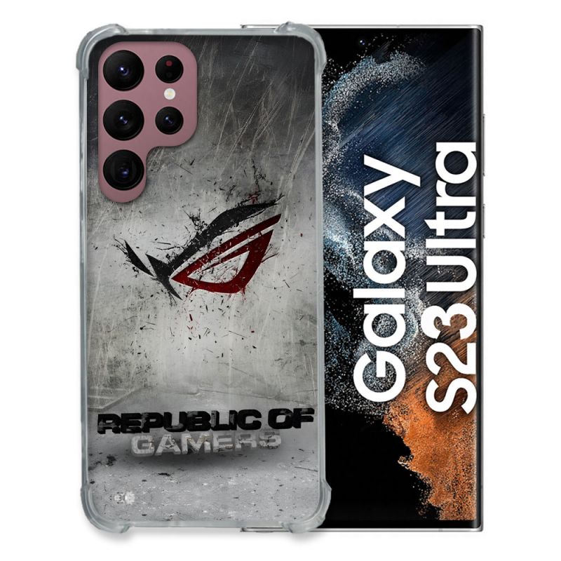 Coque Pour Samsung Galaxy S23 Ultra ROG Gris