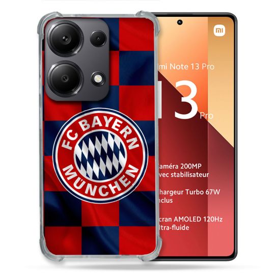 Coque Pour Xiaomi Redmi Note 13 Pro 4G Foot Bayern Munich Carreaux