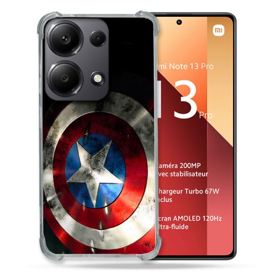 Coque Pour Xiaomi Redmi Note 13 Pro 4G Captain America Bouclier